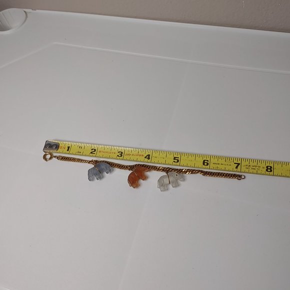 Cute Little Metal And Glass Elephant Charm Bracelet - Picture 9 of 9